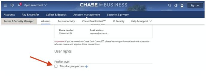 Chase - Third Party App Access
