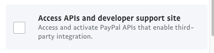 User Permissions - Access APIs - Paypal