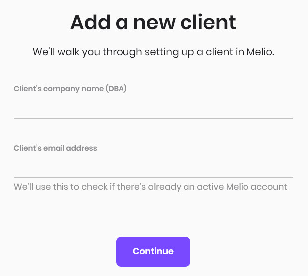 add a new client- name and email address